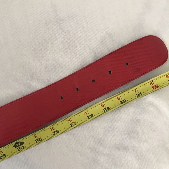 Vintage 1980s Liz Claiborne Bold Red Gold Leather Statement VTG Womens Belt - Picture 4 of 6